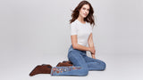 Floral Embroidered Panel Flare Jeans Medium Blue