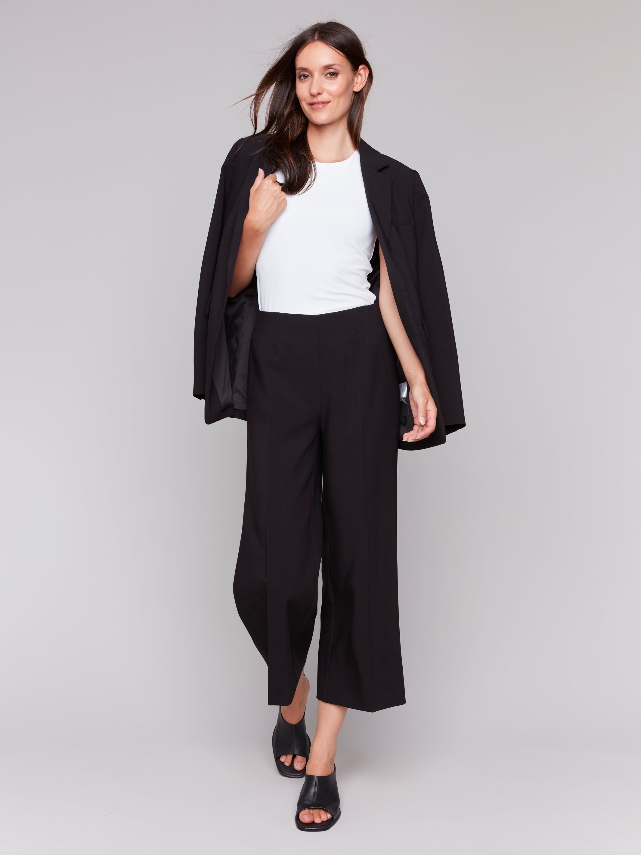 Cropped Wide Leg Pants Black