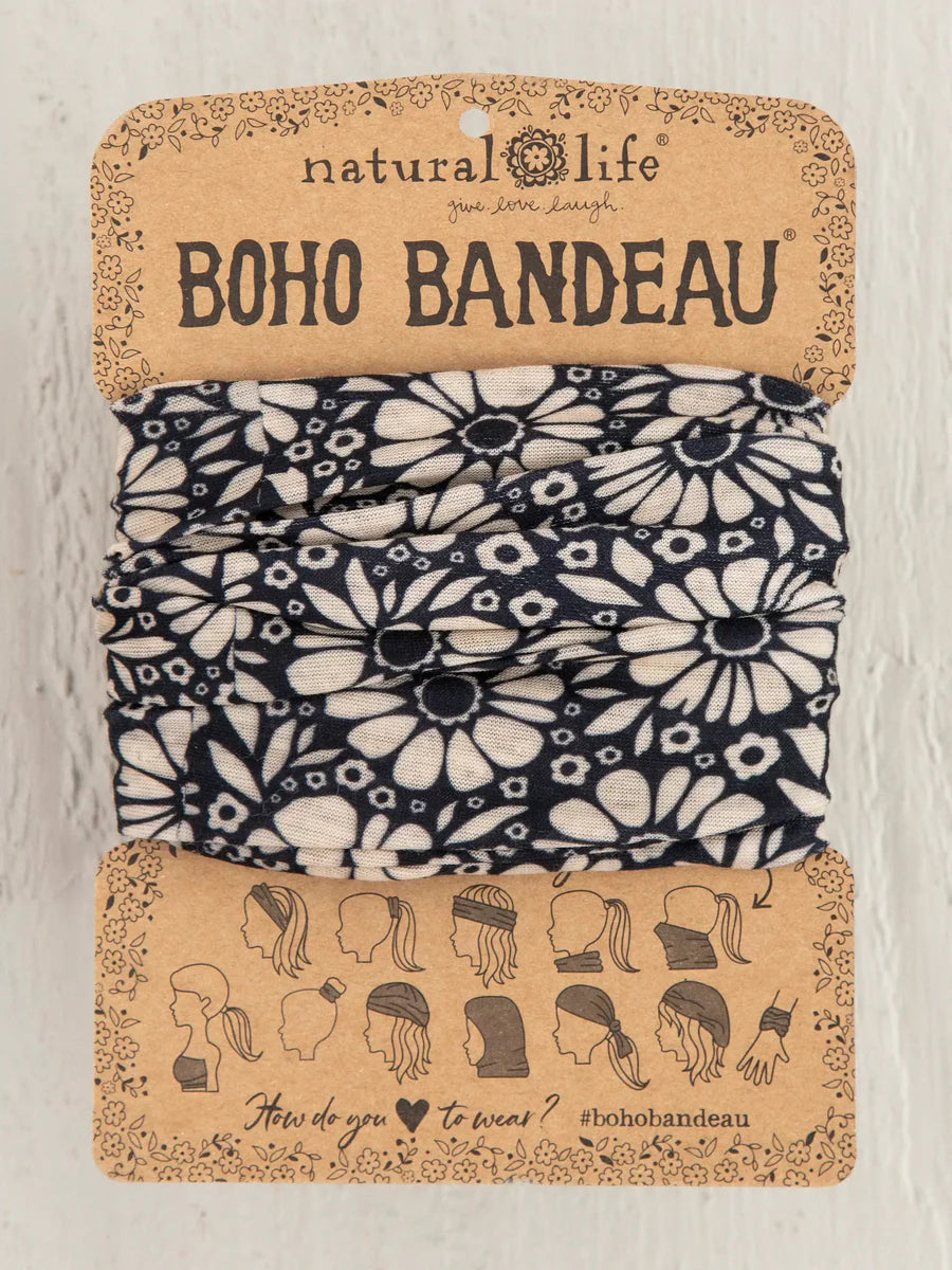 Full Boho Bandeau Black White Daisies