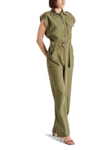 Gene Belted Utility Brushed Twill Jumpsuit Olive Night