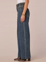 Skyrise Wide Leg Smocked Waist Jeans Blue