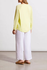 Mesh Button Sleeve Raglan Sweater Top Wild Lime