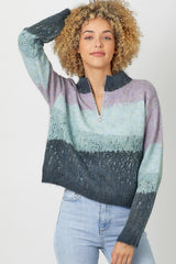 Tech Colorblocked Pull Over Sweater Seafoam + Lavender