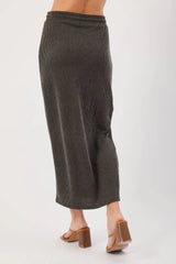 Kaya Ribbed Midi Skirt Charcoal