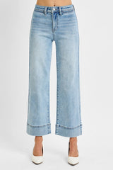 High Rise Crop Wide Jeans New Light