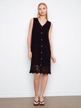 Crochet Sleeveless Midi Dress Black