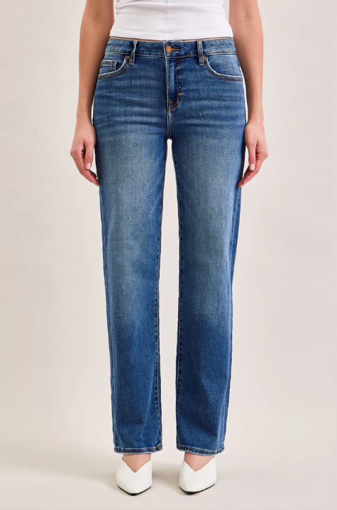 Ella Clean Stretch Mid Rise Classic Straight Jeans Dark
