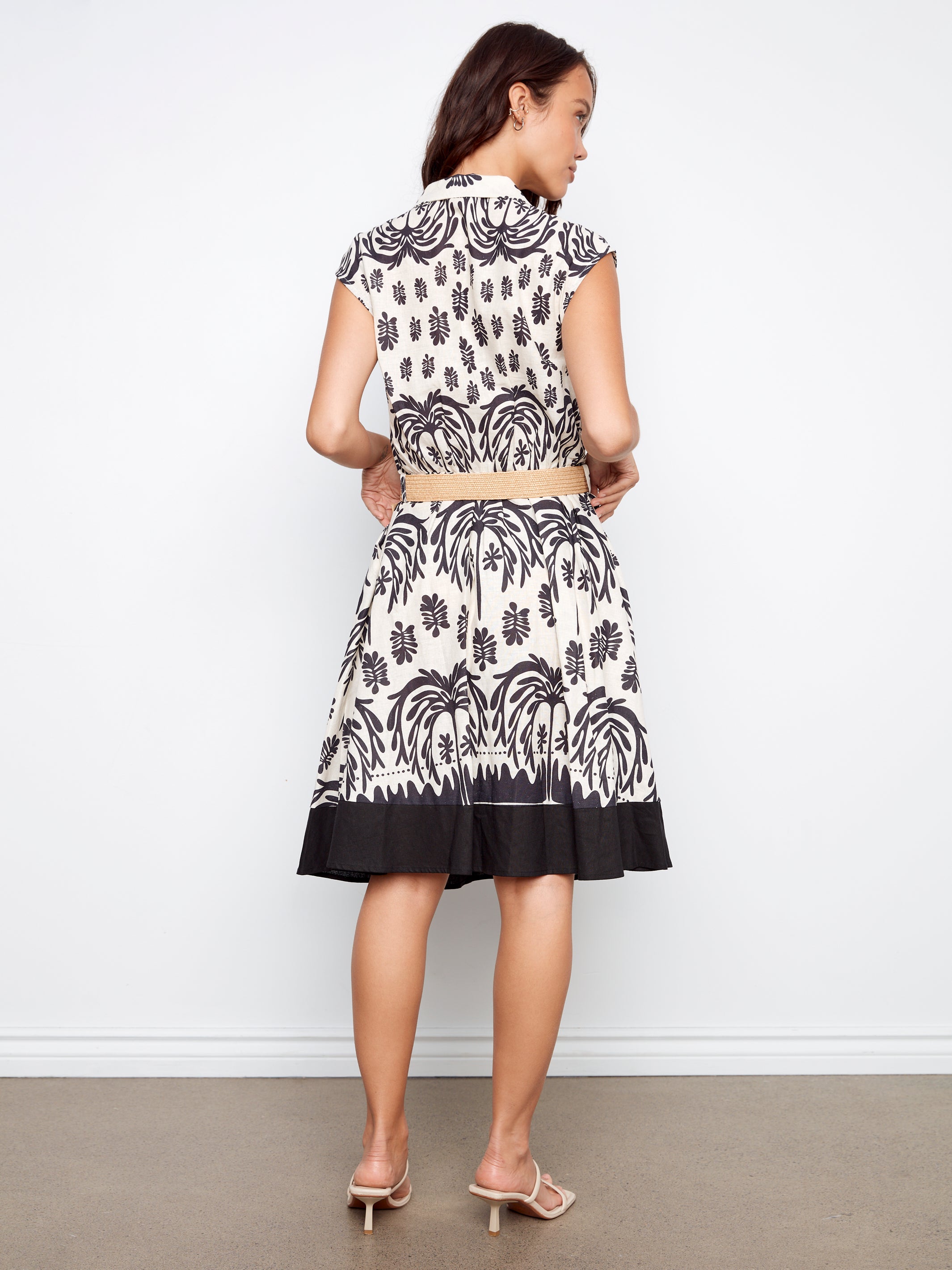 Floral Printed Cap Sleeve Straw Belt Dress Oasis
