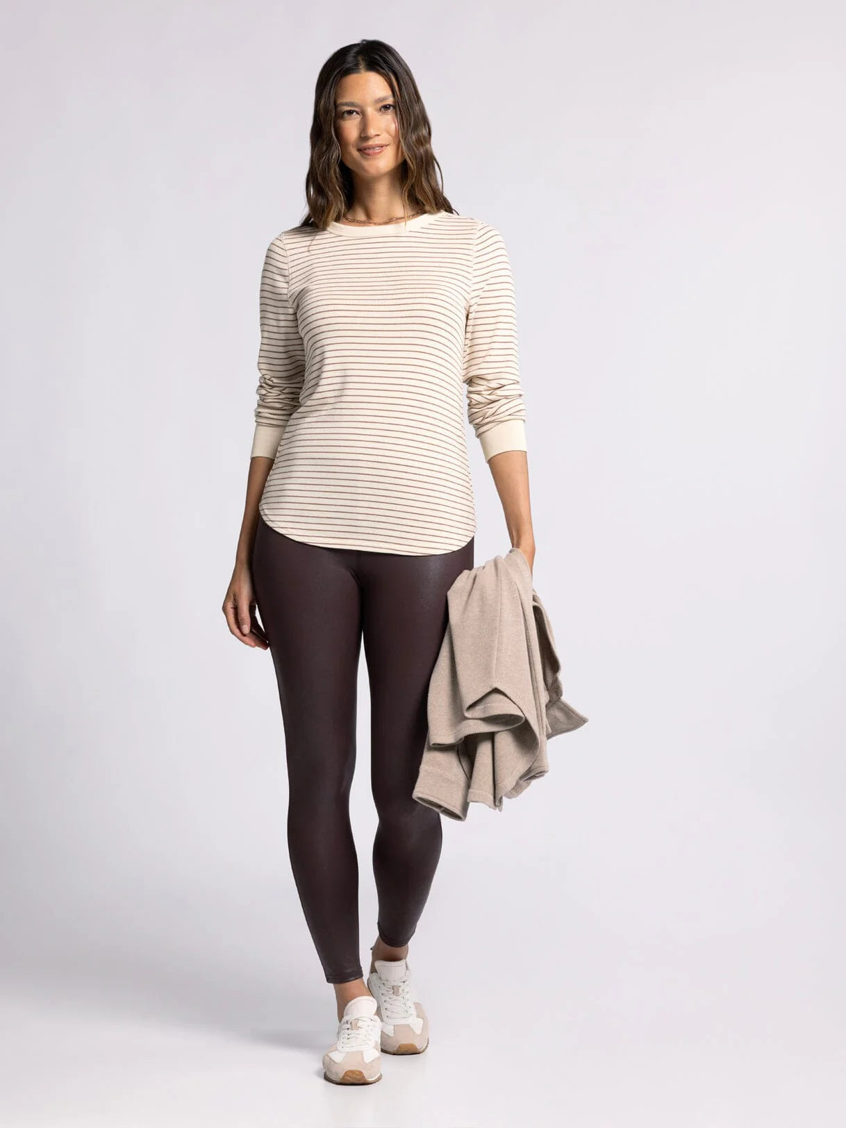 Stacy Long Sleeve Top White Swan Clove Stripe