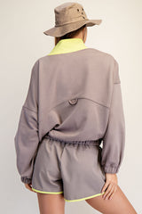 French Terry Playful Set Stone Taupe + Lime