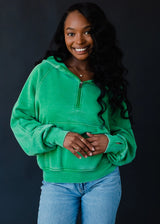 Hooded Quarter Zip Sweatshirt Green