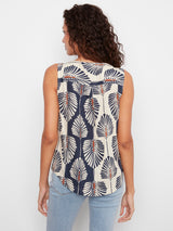 Rounded Hem Printed Linen Tank Tahiti