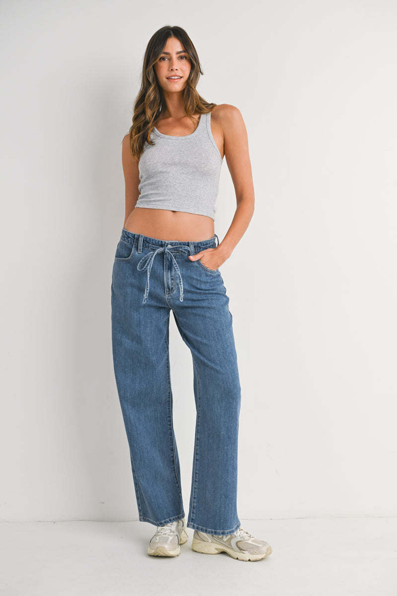 Drawstring Wide Leg Jeans Medium