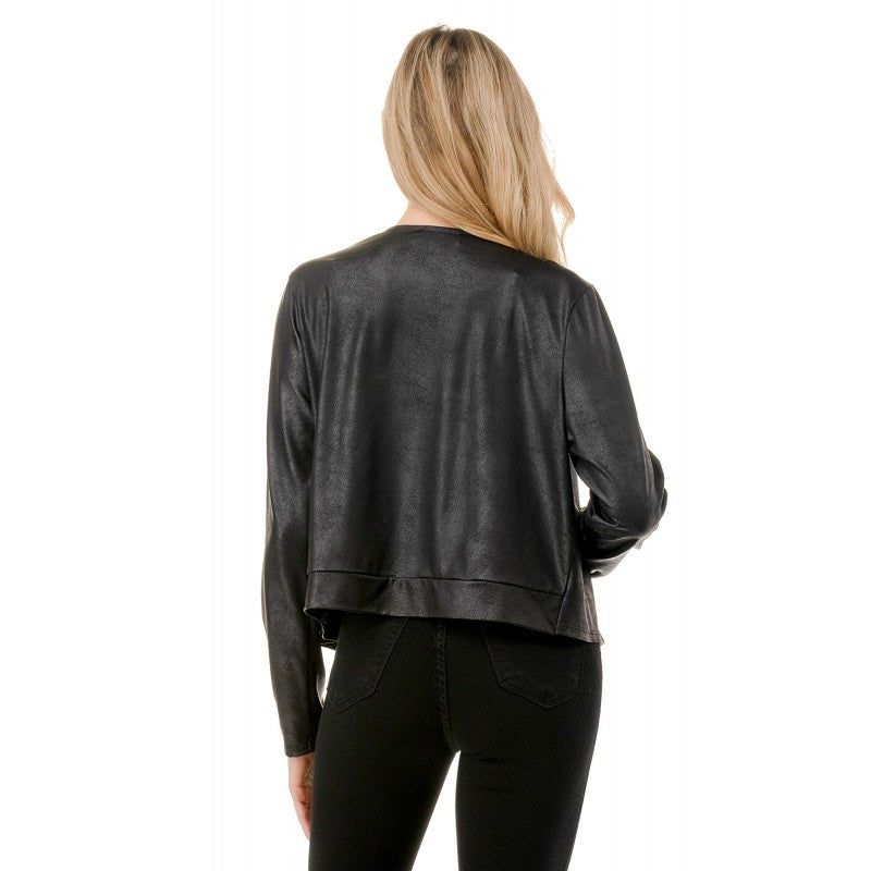 Liquid Leather Drape Jacket Black