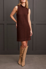 Sleeveless Mock Neck Sweater Dress Marsala