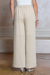 Crinkle Textured Drawstring Pants Natural