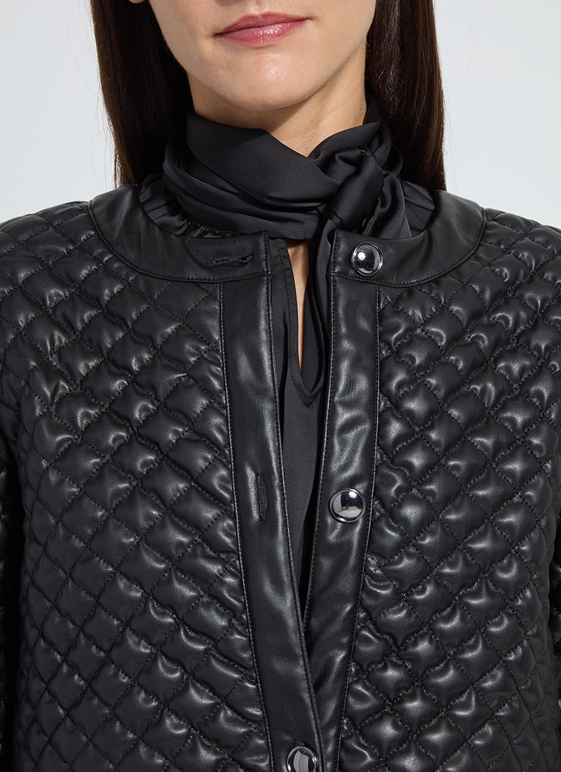 Aurelle Quilted Vegan Leather Jacket Black