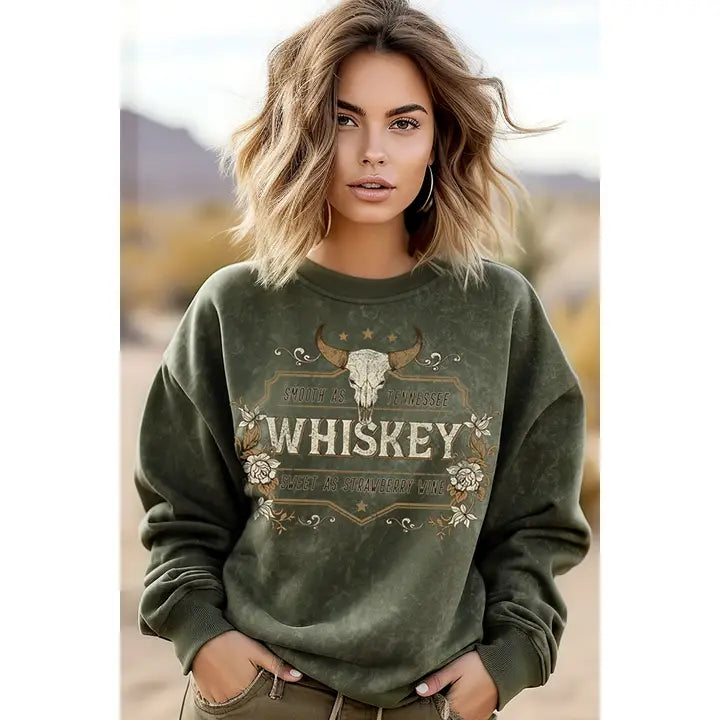 Tennessee Whiskey Mineral Graphic Sweatshirt Olive