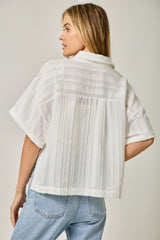 Texture Oversize Relaxed Button Down Shirt Off White