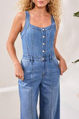 Button Down Overall Jumpsuit Amalfi Coast
