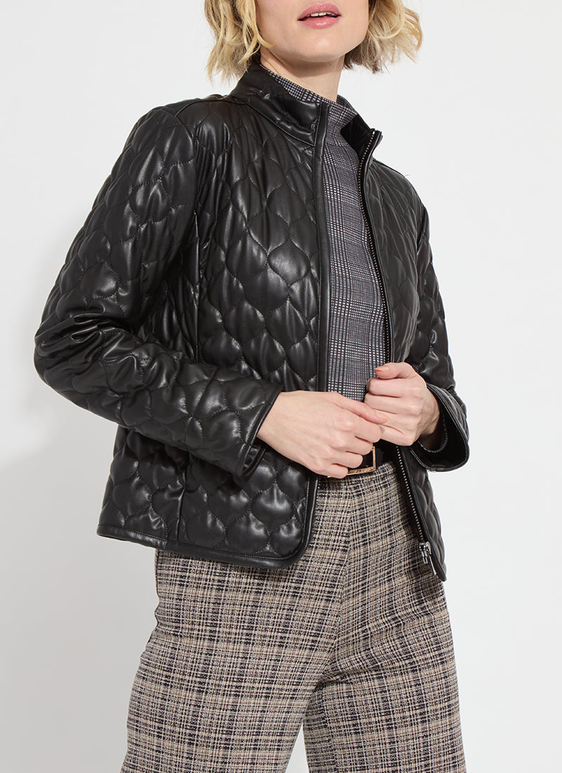 Brooklyn Quilted Vegan Leather Jacket Black