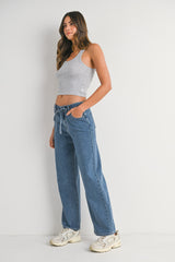 Drawstring Wide Leg Jeans Medium