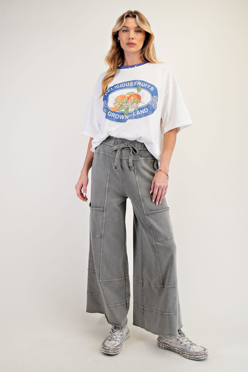 Mineral Washed Terry Knit Pants Ash