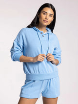 Coline Button Neck Sweatshirt Cerulean Blue