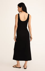 Valencia Solid Midi Dress Black