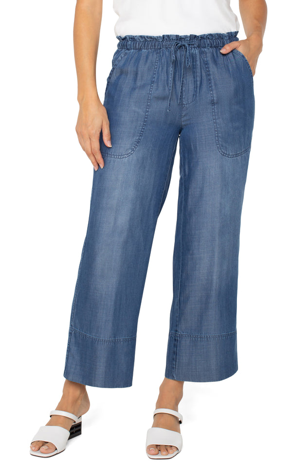 Tie Waist Wide Leg Ankle Pant Crenshaw