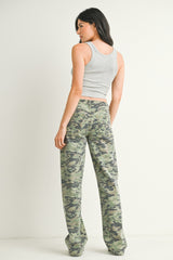 Relaxed Straight Leg Pants Camo