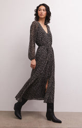Della Floral Midi Dress Black