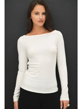 Ultra Soft Basic Boatneck Long Sleeve Tee Ivory