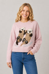 Otter Pals Sweater Pink
