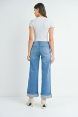 Cuffed Palazzo Jeans Medium Denim