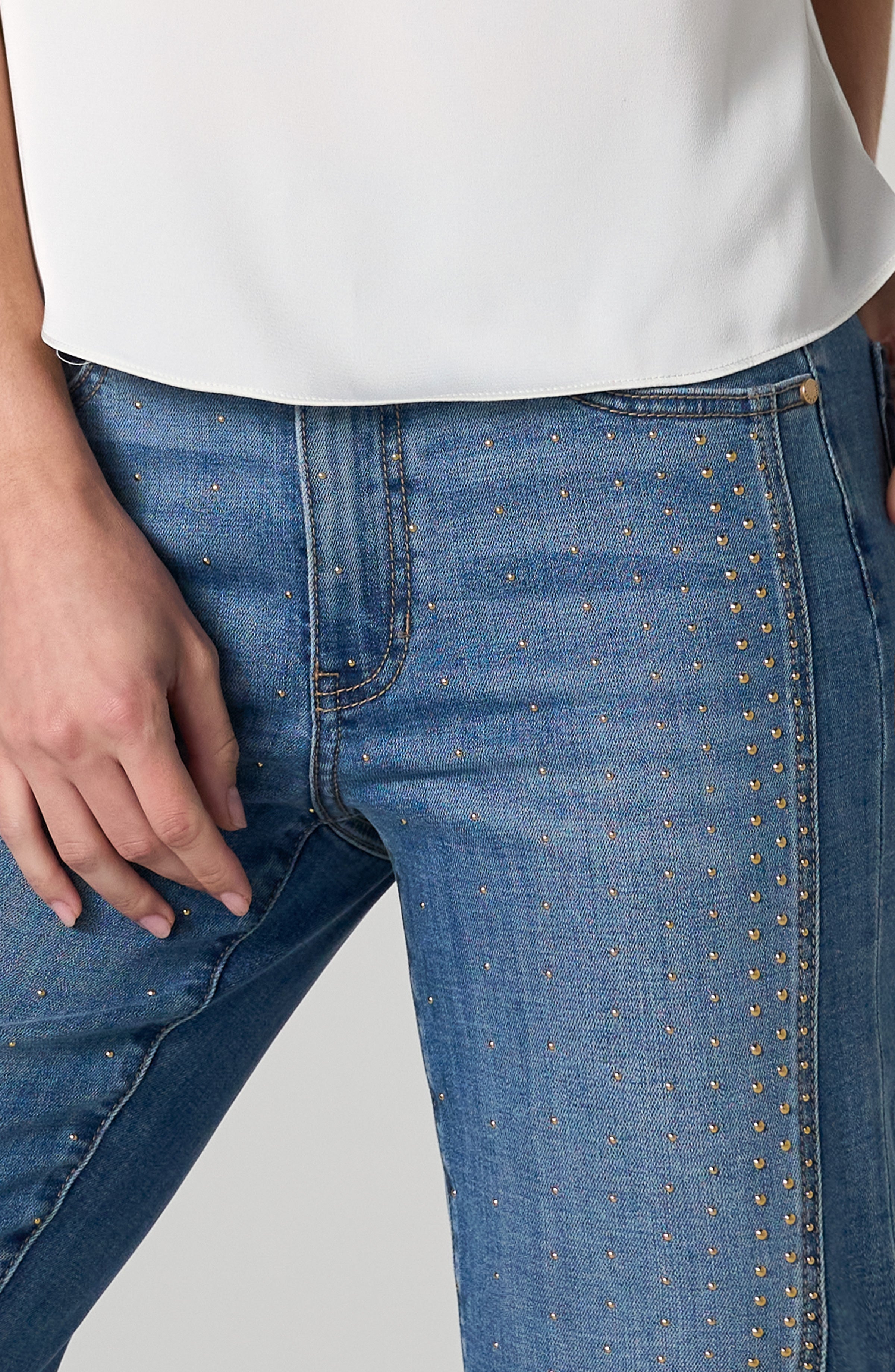 Kennedy Vertical Studding Straight Jeans Sunflare