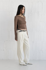 Brynn Asymmetric Neckline Shirt Mocha