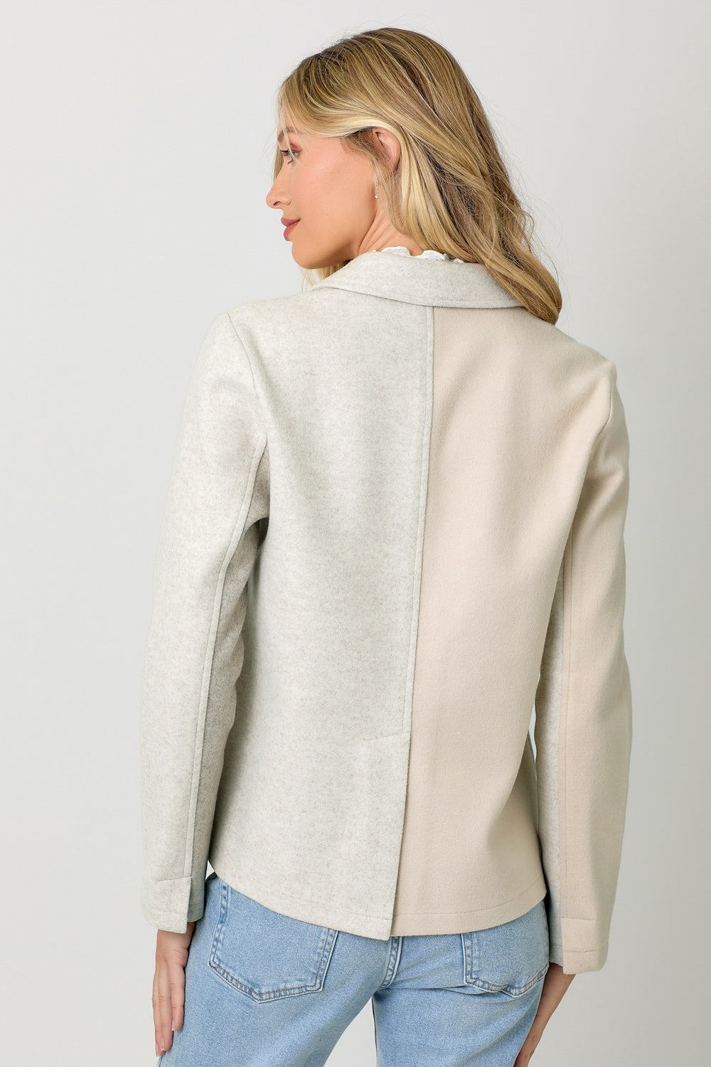 Colorblock Multi Pocket Sport Coat Oatmeal