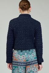 Bubble Quilted Zip Up Jacket Navy