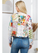 Aspen Floral Quilted Patchwork Reversible Jacket White Multi