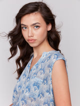 Printed Chest Pocket Sleeveless Top Tapestry