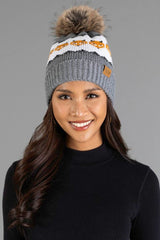 Fox Pattern Pom Hat