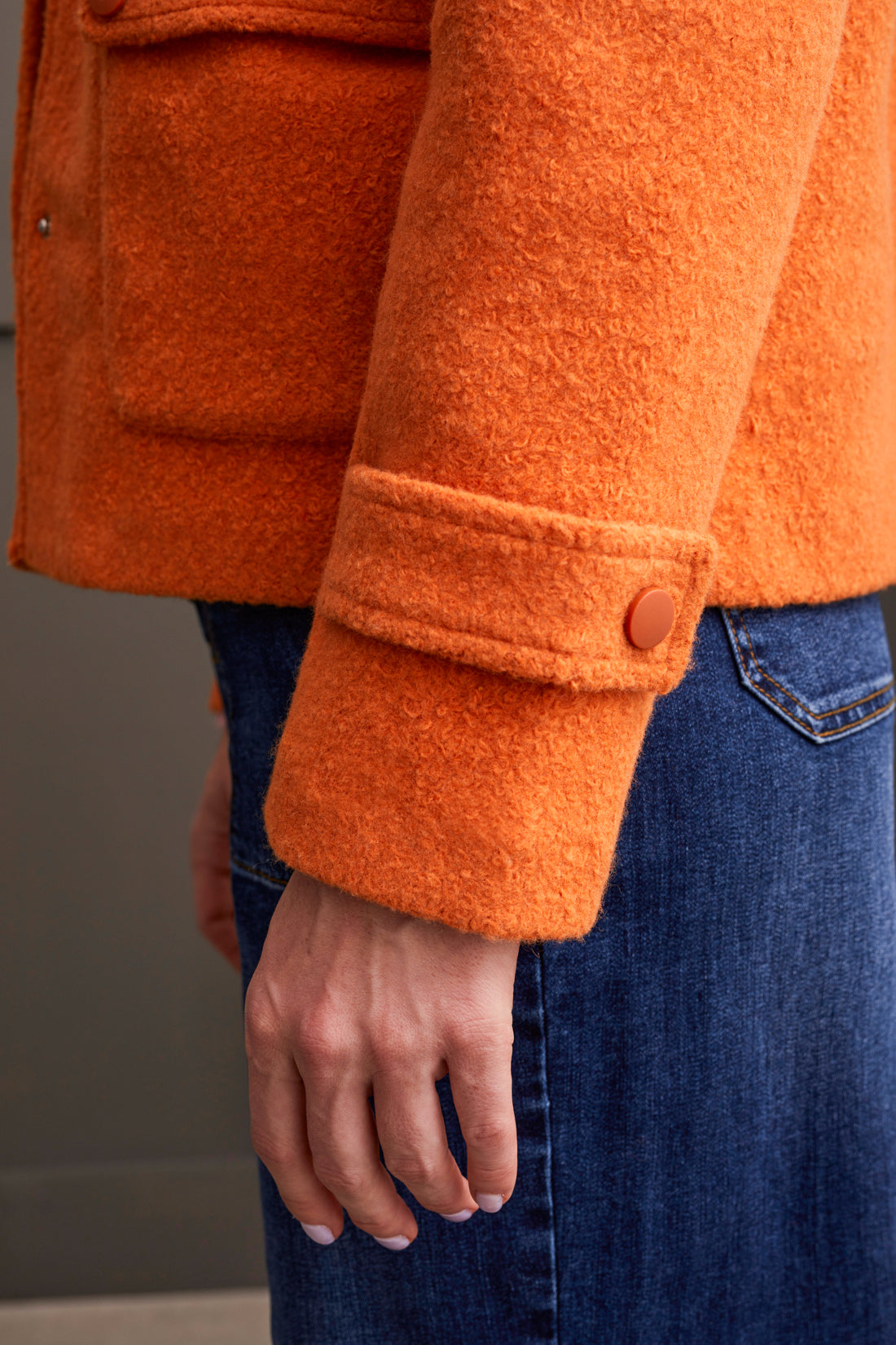 Boiled Wool Snap Button Peacoat Burnt Orange