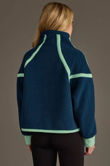 Teagan Half Zip Sherpa Fleece Pullover Navy