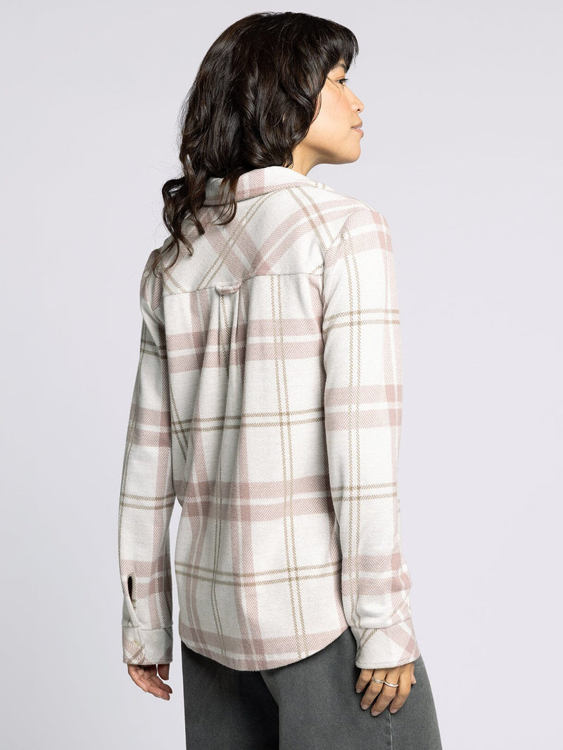 Cassian Button Up Shirt Mauve Tan Plaid