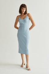Avery Ribbed Tank Midi Dress Light Blue