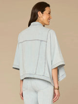 Button Down Collared Welt Pocket Caplet Light Blue