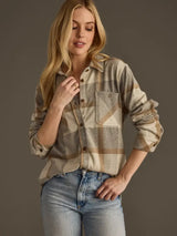 Button Up Plaid Shirt Gray + Mocha