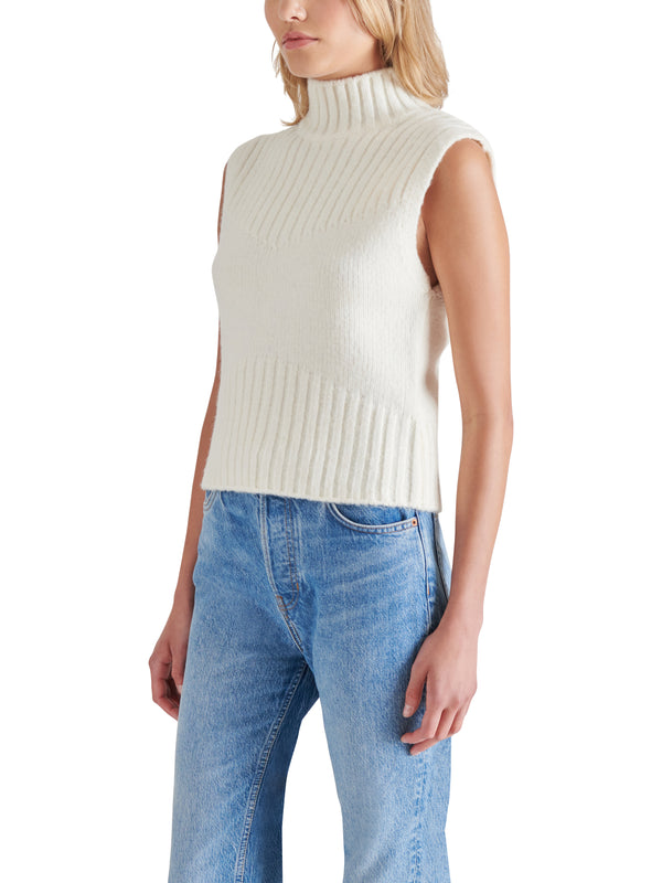 Serin Mock Neck Rib Sweater Vest Cream