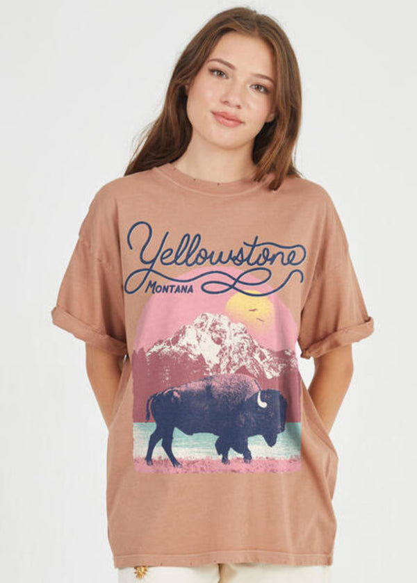Yellowstone Bison Boyfriend Tee Clay